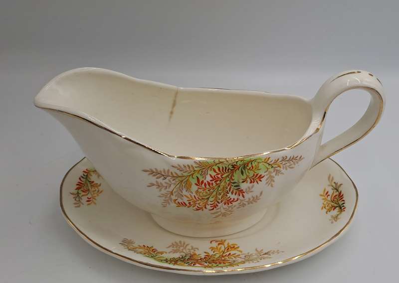 Vintage GRINDLEY Creampetal Gravy Boat with Saucer (Boat has a hairline crack)
