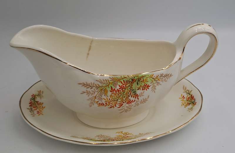 Vintage GRINDLEY Creampetal Gravy Boat with Saucer (Boat has a hairline crack)