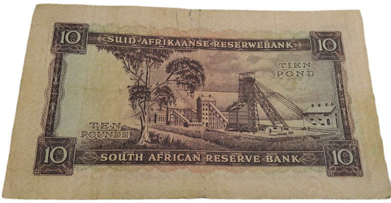 Rare!!! 1955 South Africa 10 Pounds Note Afrikaans-English-M.H de Kock