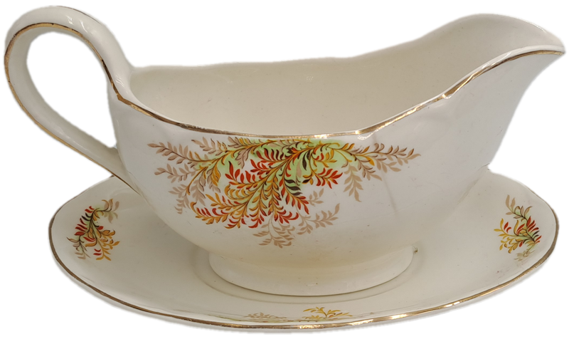 Vintage GRINDLEY Creampetal Gravy Boat with Saucer (Boat has a hairline crack)