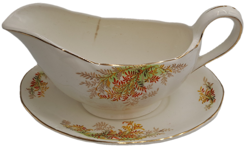 Vintage GRINDLEY Creampetal Gravy Boat with Saucer (Boat has a hairline crack)