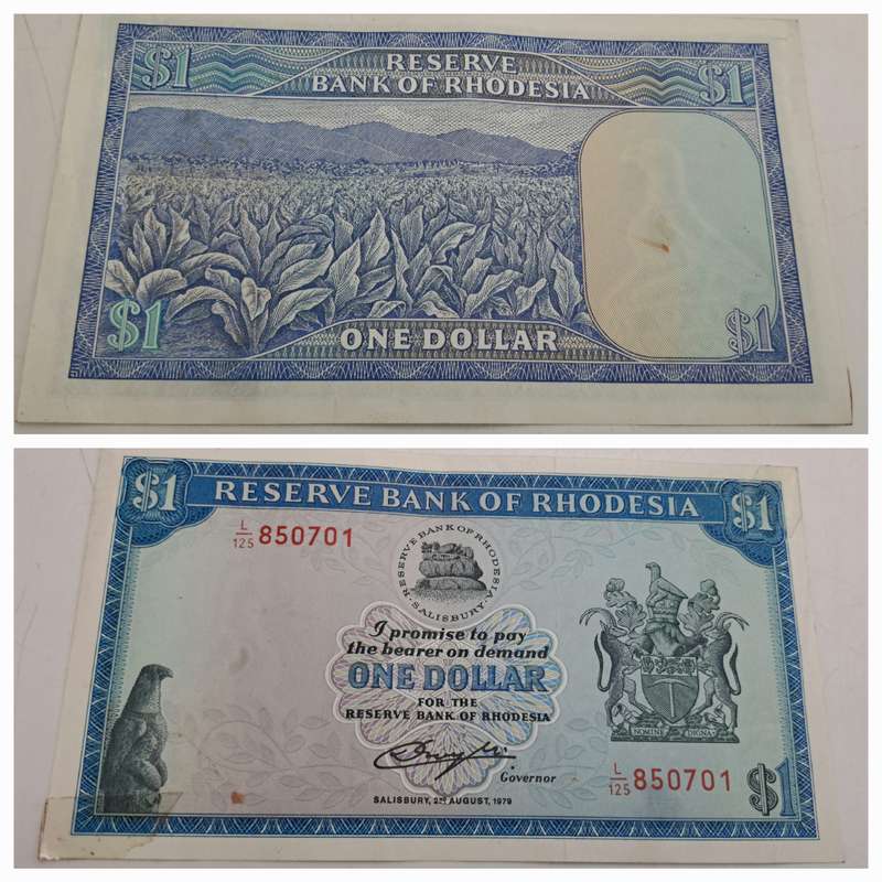 Rhodesia 1979 1 Dollar banknote-Bird Watermark