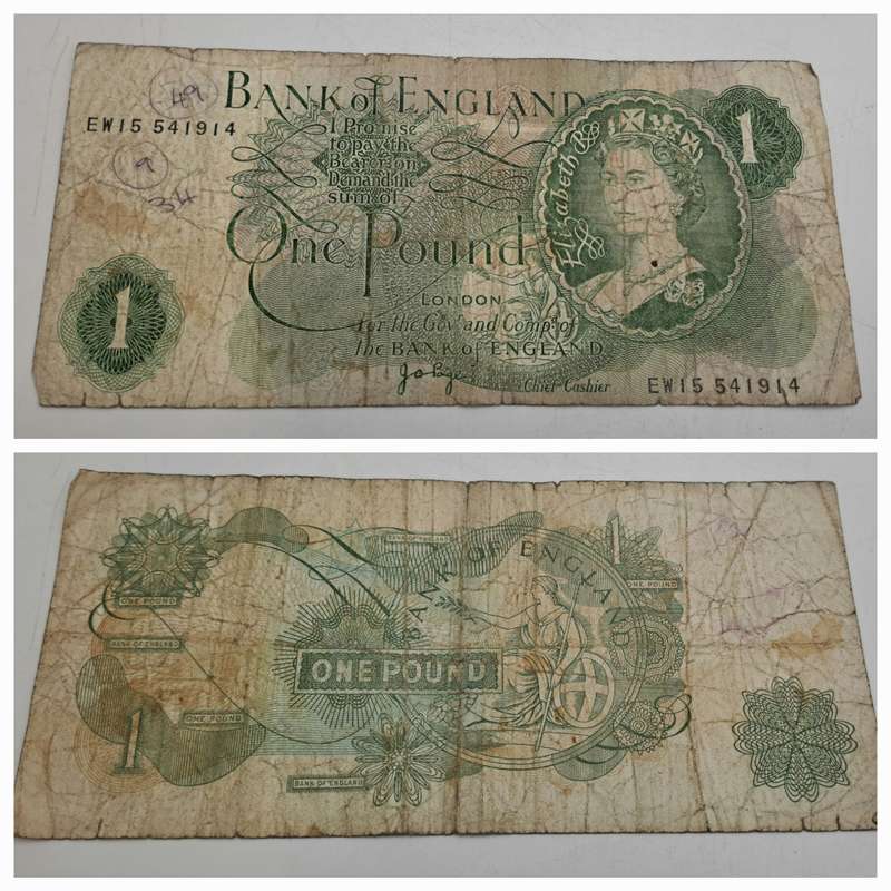 1960's 1 Pound - Elizabeth II Series C Bank Note