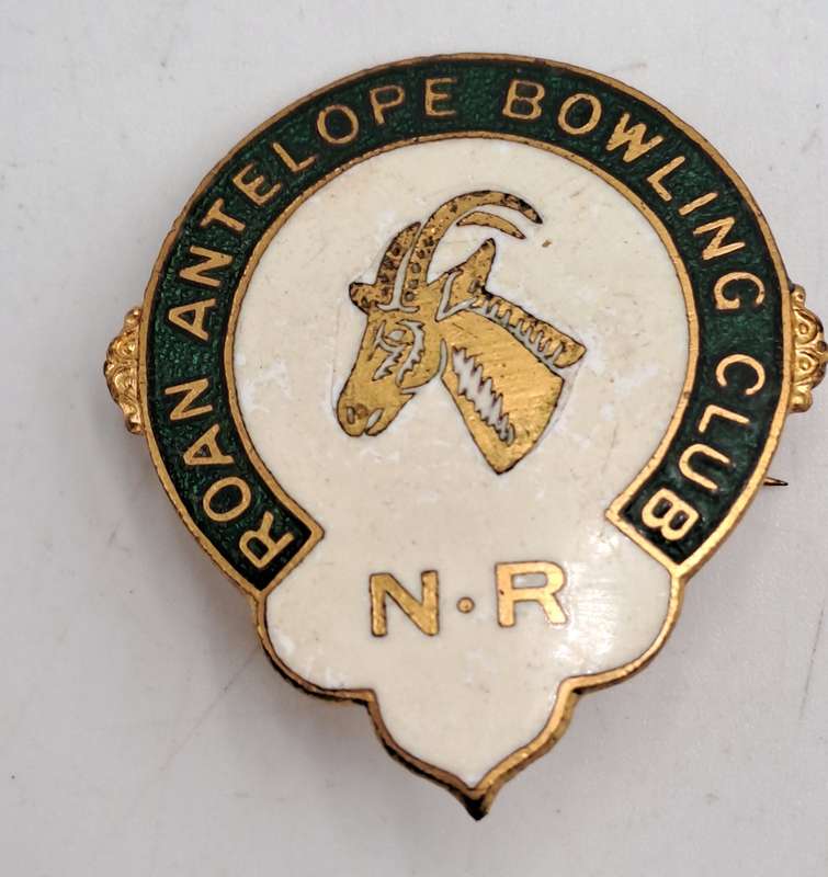 Vintage N.R Roan Antelope Bowling Club  Pin /Badge - Brass and Enamel