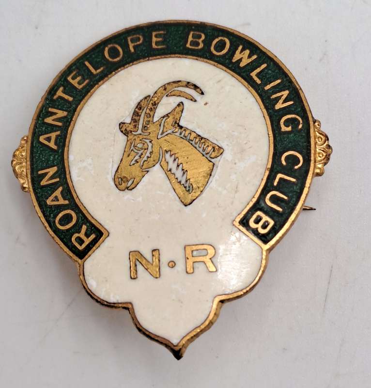 Vintage N.R Roan Antelope Bowling Club  Pin /Badge - Brass and Enamel