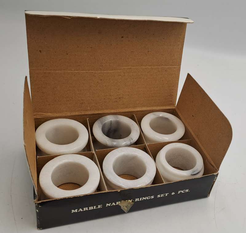 6 x Marble Napkin Rings-Boxed -