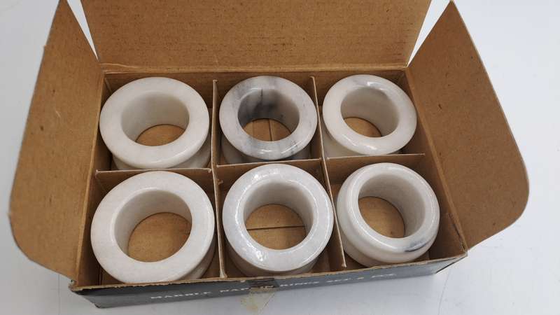6 x Marble Napkin Rings-Boxed -