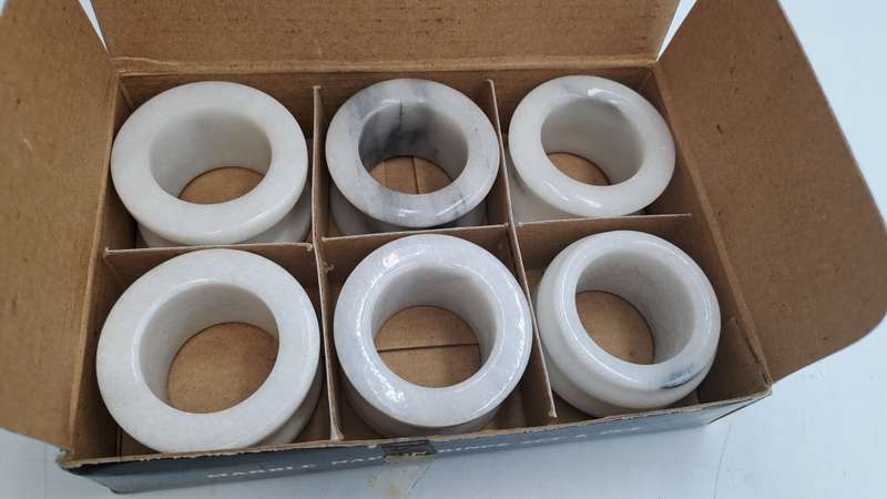 6 x Marble Napkin Rings-Boxed -