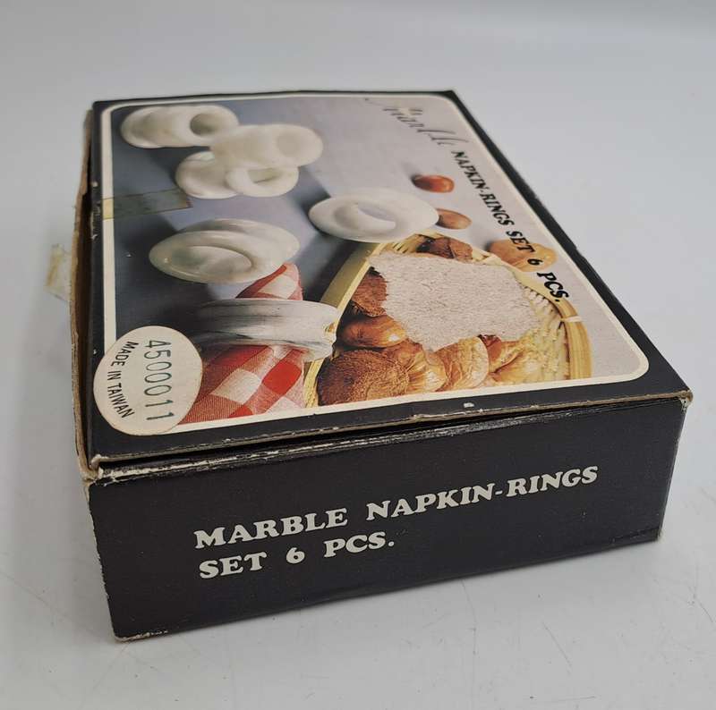 6 x Marble Napkin Rings-Boxed -
