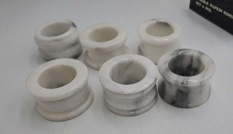 6 x Marble Napkin Rings-Boxed -