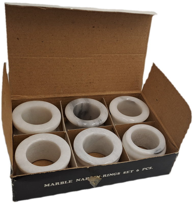 6 x Marble Napkin Rings-Boxed -