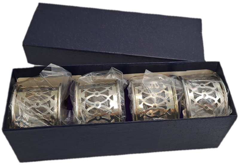 4 x Crown by Em-ESS Silver Plated Napkin Rings-Boxed -Tarnish resistant