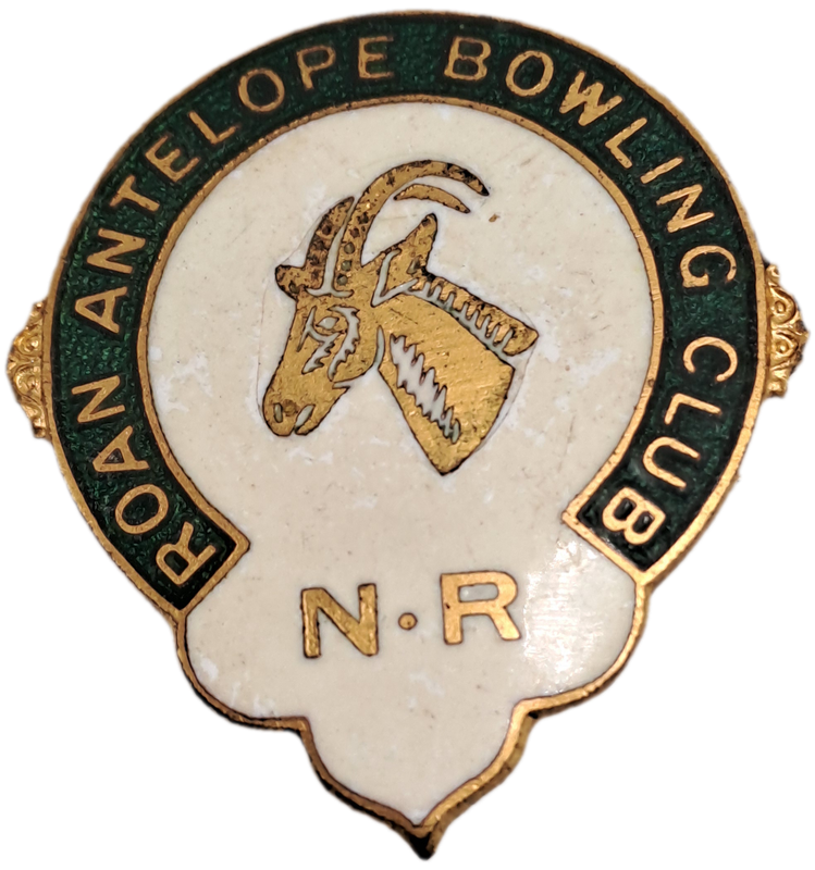 Vintage N.R Roan Antelope Bowling Club  Pin /Badge - Brass and Enamel