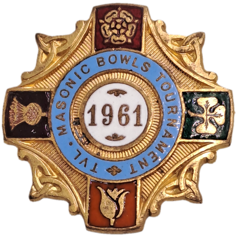Vintage 1961 T.V.L (Transvaal) Masonic Bowls Tournament  Pin /Badge - Brass and Enamel