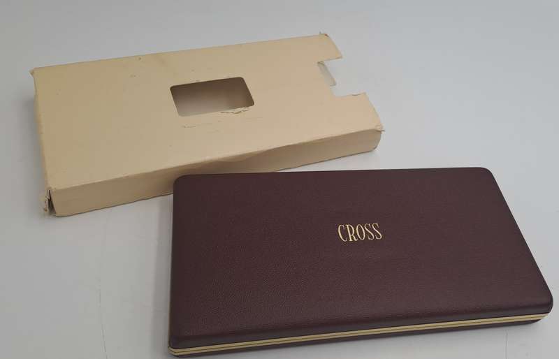 1/20 14kt Rolled Gold Cross Ball pen and pencil set -FNB Branded-metal Case-Made in Ireland