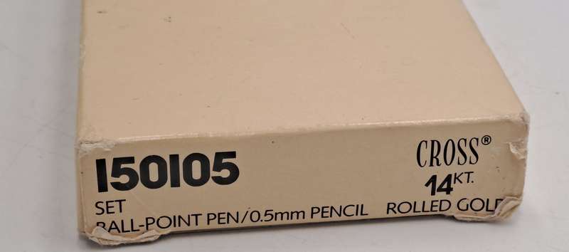 1/20 14kt Rolled Gold Cross Ball pen and pencil set -FNB Branded-metal Case-Made in Ireland