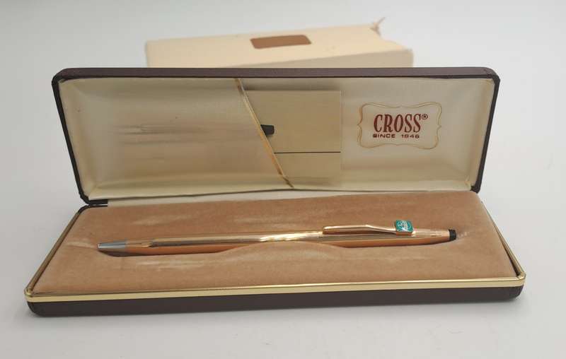1/20 14kt Rolled Gold Cross Ball pen (need new refill)-metal Case-FNB Branded -Made in Ireland