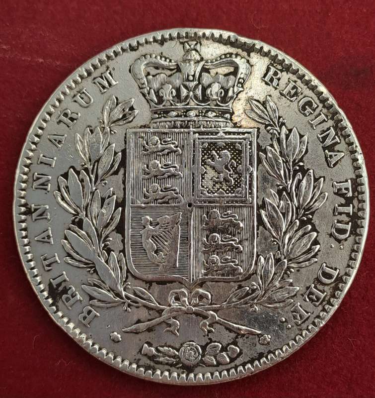 1845 United Kingdom SILVER 1 Crown - Victoria 1st portrait-Low Mintage 159100