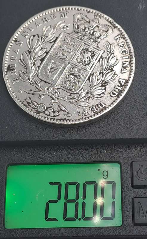 1845 United Kingdom SILVER 1 Crown - Victoria 1st portrait-Low Mintage 159100