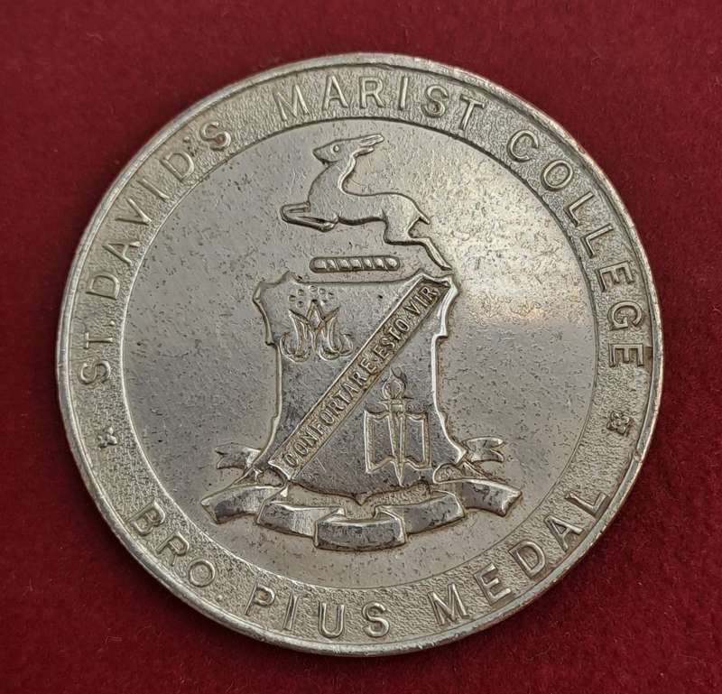 Vintage ST.David's Marist College Bro Plus Medal-Not engraved-Silver Plated - 25 gram