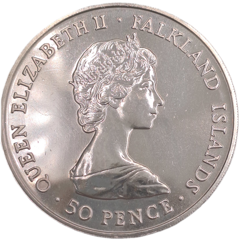 1980 Falkland Islands  50 Pence - Elizabeth II 80th Anniversary of the Queen Mother Commemorative