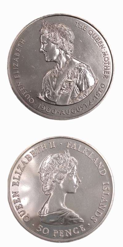 1980 Falkland Islands  50 Pence - Elizabeth II 80th Anniversary of the Queen Mother Commemorative