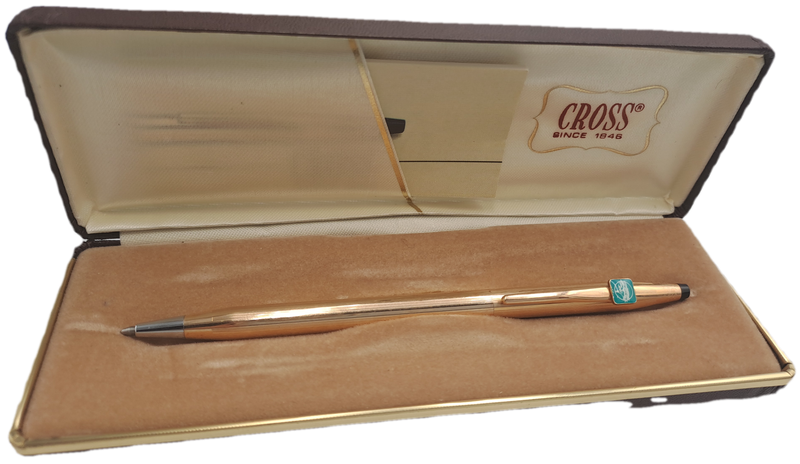 1/20 14kt Rolled Gold Cross Ball pen (need new refill)-metal Case-FNB Branded -Made in Ireland