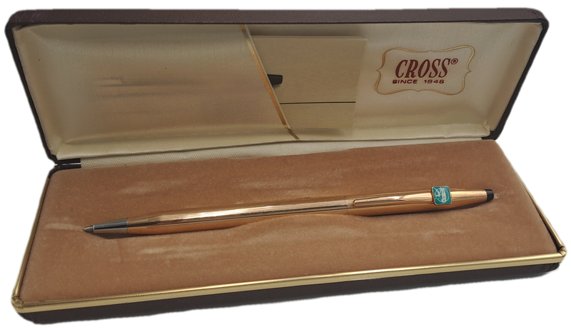 1/20 14kt Rolled Gold Cross Ball pen (need new refill)-metal Case-FNB Branded -Made in Ireland