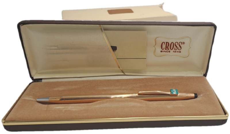 1/20 14kt Rolled Gold Cross Ball pen (need new refill)-metal Case-FNB Branded -Made in Ireland