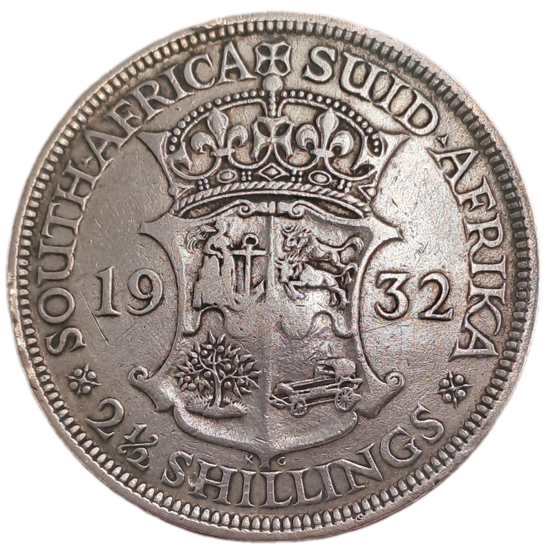 1932 South Africa  .800 SILVER -2½ Shillings - George V 2½ Shillings, SUID-AFRIKA