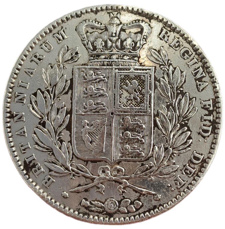 1845 United Kingdom SILVER 1 Crown - Victoria 1st portrait-Low Mintage 159100