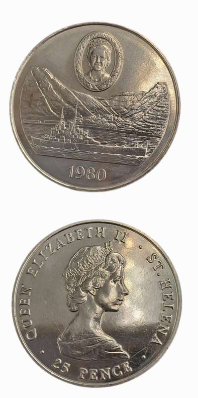 1980 25 Pence British Overseas Territories  Saint Helena, - Elizabeth II Queen Mother