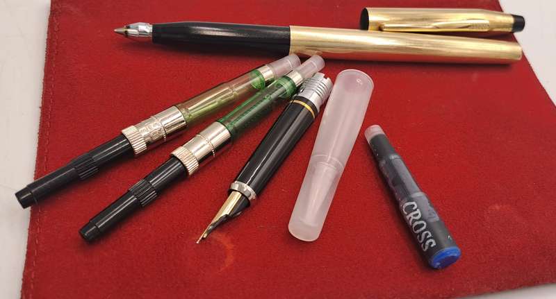 Vintage Cross Fountain Pen 14kt -385 Gold Nib interchangeable to Rolling Ball pen