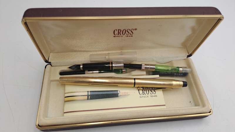 Vintage Cross Fountain Pen 14kt -385 Gold Nib interchangeable to Rolling Ball pen
