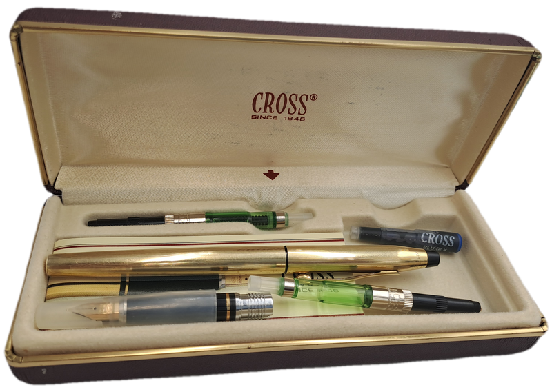 Vintage Cross Fountain Pen 14kt -385 Gold Nib interchangeable to Rolling Ball pen