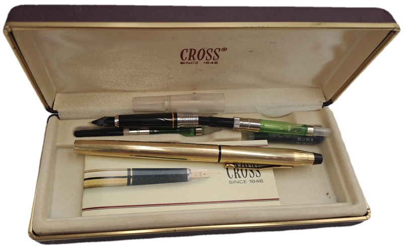 Vintage Cross Fountain Pen 14kt -385 Gold Nib interchangeable to Rolling Ball pen