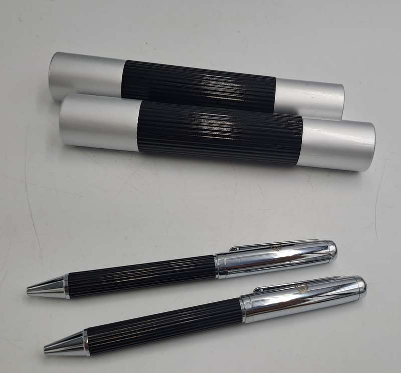 2 Corporate Gift Pens with Parker Refills Standard Bank Branded - Made in Taiwan -In Cases