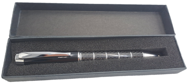 Black Brass Rollerball Pen With Chrome and Carbon Fibre Barrel  Parker Refill -Boxed