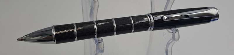 Black Brass Rollerball Pen With Chrome and Carbon Fibre Barrel  Parker Refill -Boxed
