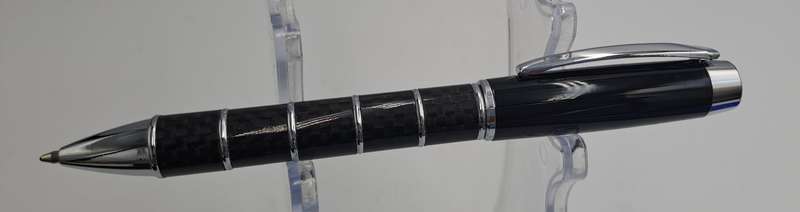 Black Brass Rollerball Pen With Chrome and Carbon Fibre Barrel  Parker Refill -Boxed