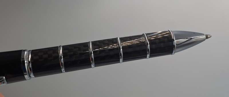Black Brass Rollerball Pen With Chrome and Carbon Fibre Barrel  Parker Refill -Boxed