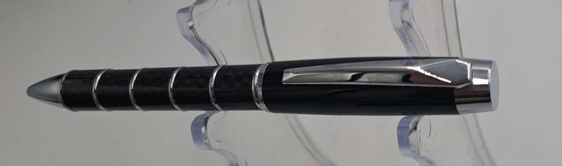 Black Brass Rollerball Pen With Chrome and Carbon Fibre Barrel  Parker Refill -Boxed