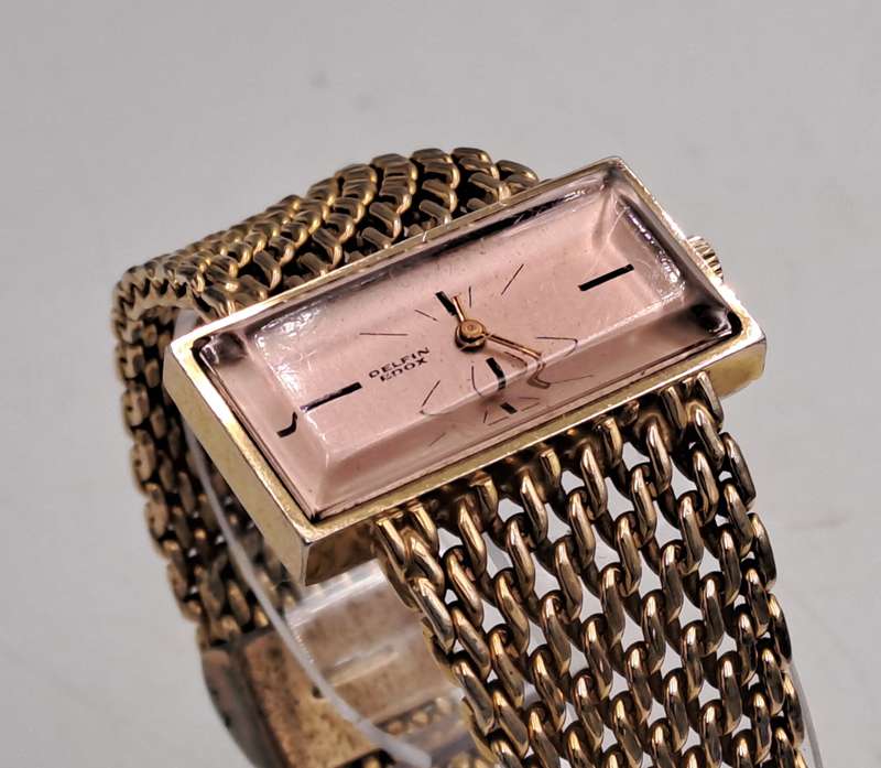 Vintage Swiss Made Delfin Edox Ladies watch Gold Tone Mechanical Ladies watch-Working