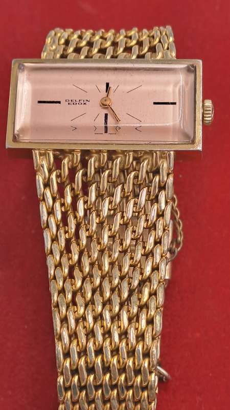 Vintage Swiss Made Delfin Edox Ladies watch Gold Tone Mechanical Ladies watch-Working