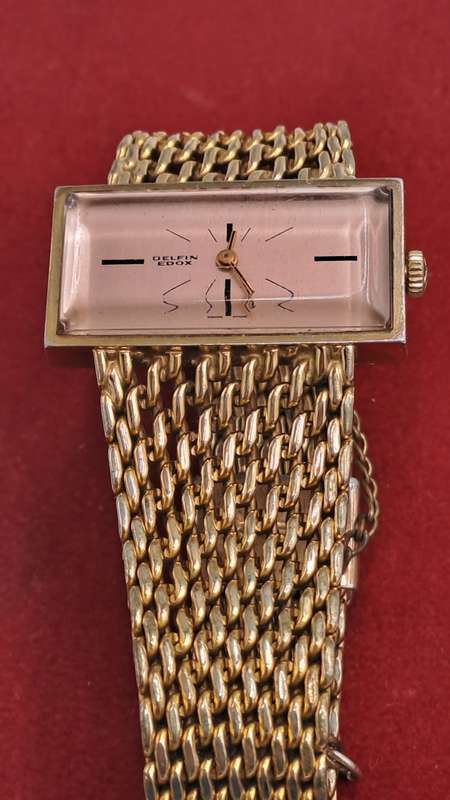 Vintage Swiss Made Delfin Edox Ladies watch Gold Tone Mechanical Ladies watch-Working