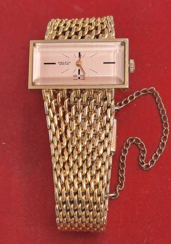 Vintage Swiss Made Delfin Edox Ladies watch Gold Tone Mechanical Ladies watch-Working