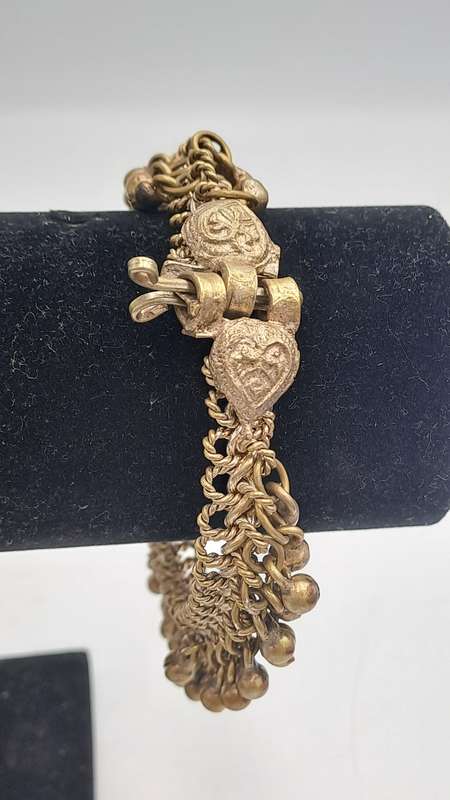 Antique / Vintage Brass Bracelet chain and bells