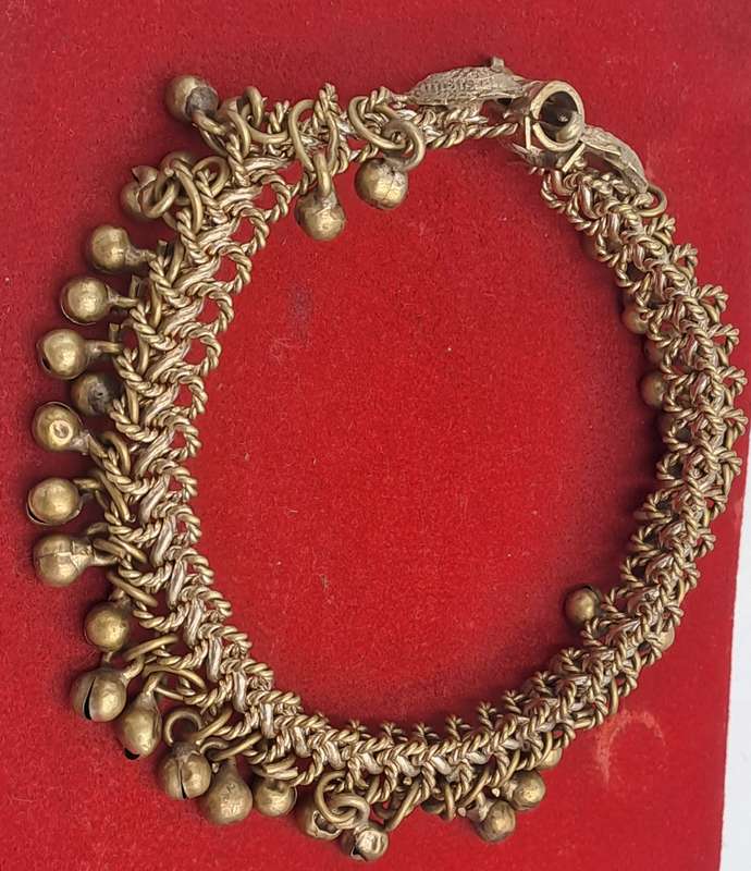 Antique / Vintage Brass Bracelet chain and bells