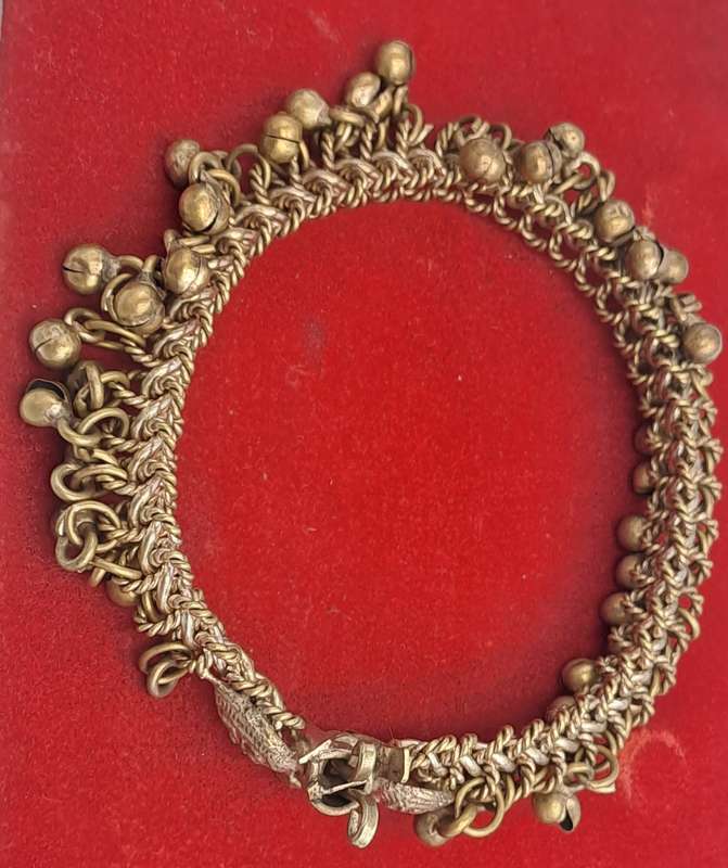 Antique / Vintage Brass Bracelet chain and bells