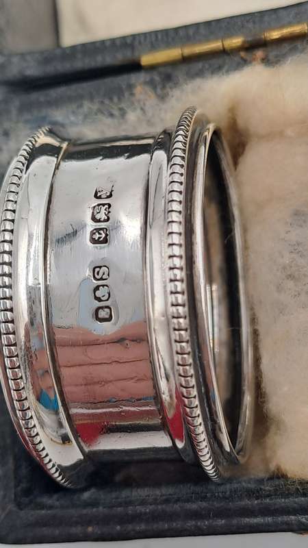 2  x 1923 Bermingham Hallmarked Sterling Silver Napkin Rings -Boxed